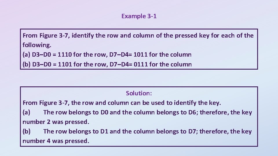 Example 3 -1 From Figure 3 -7, identify the row and column of the