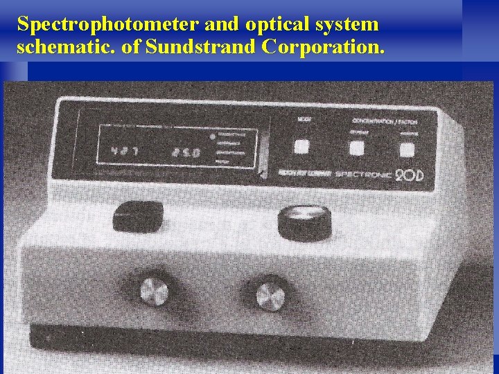 Spectrophotometer and optical system schematic. of Sundstrand Corporation. 51 