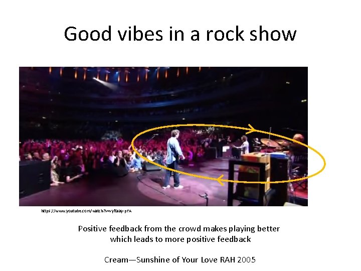 Good vibes in a rock show https: //www. youtube. com/watch? v=vyftaay-p. FA Positive feedback