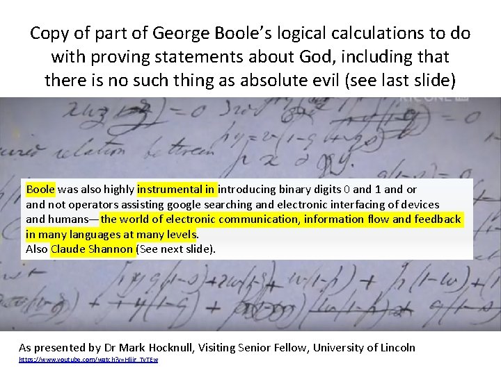 Copy of part of George Boole’s logical calculations to do with proving statements about