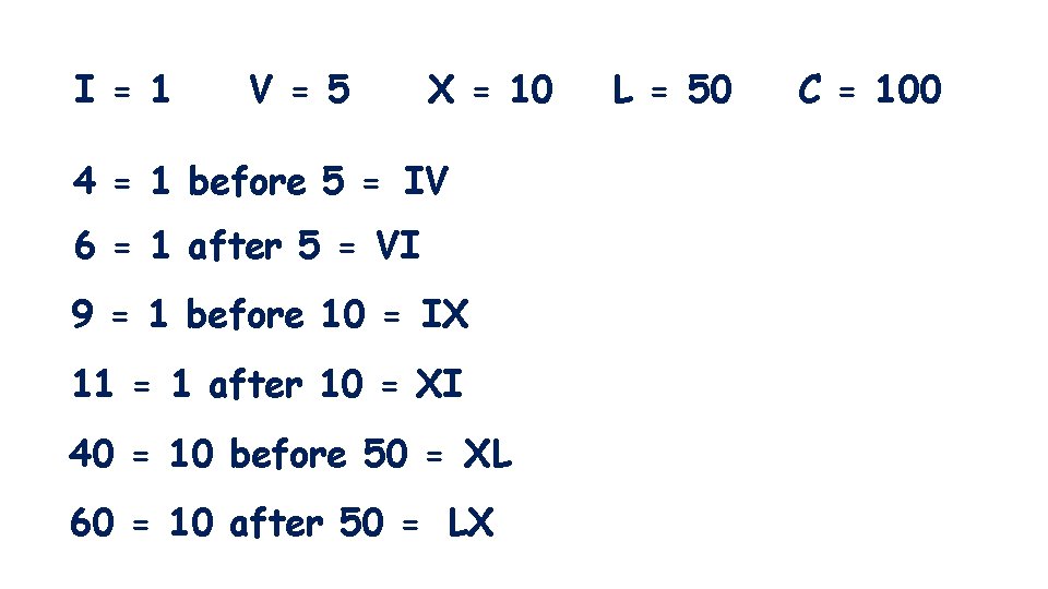 I = 1 V = 5 X = 10 4 = 1 before 5