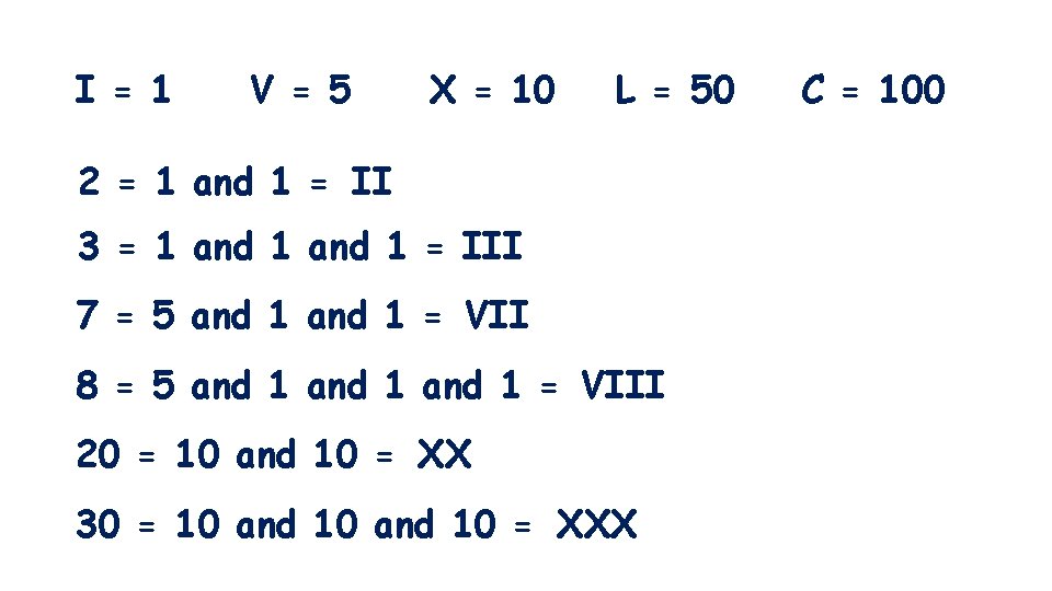 I = 1 V = 5 X = 10 L = 50 2 =