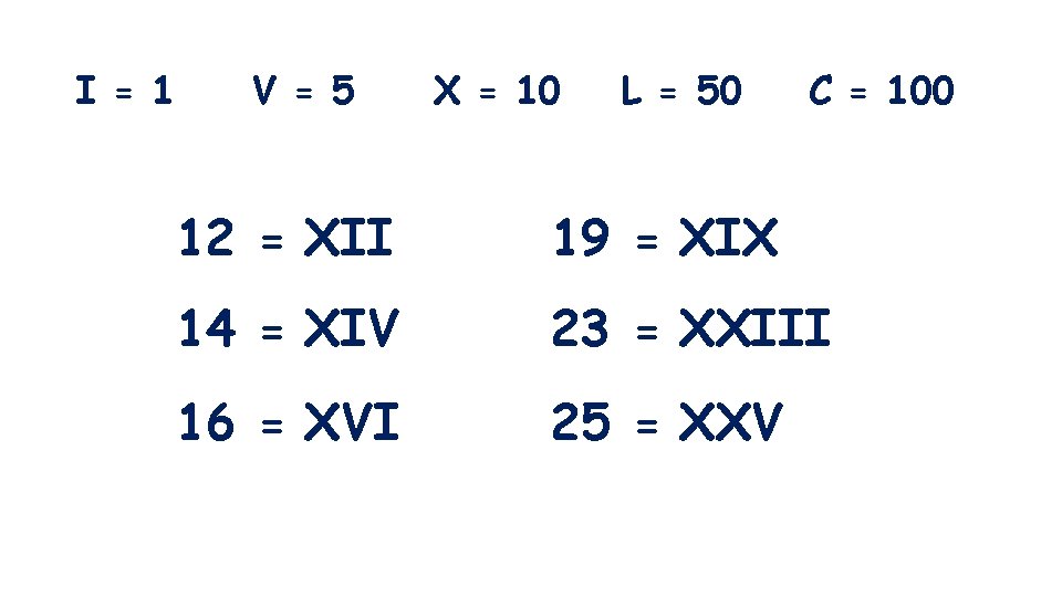 I = 1 V = 5 X = 10 L = 50 C =