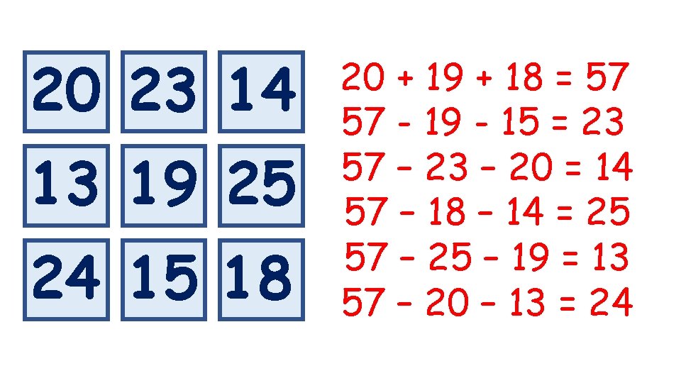 20 23 14 13 19 25 24 15 18 20 + 19 + 18