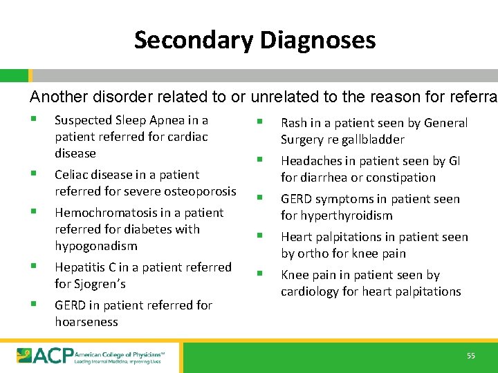 Secondary Diagnoses Another disorder related to or unrelated to the reason for referra §
