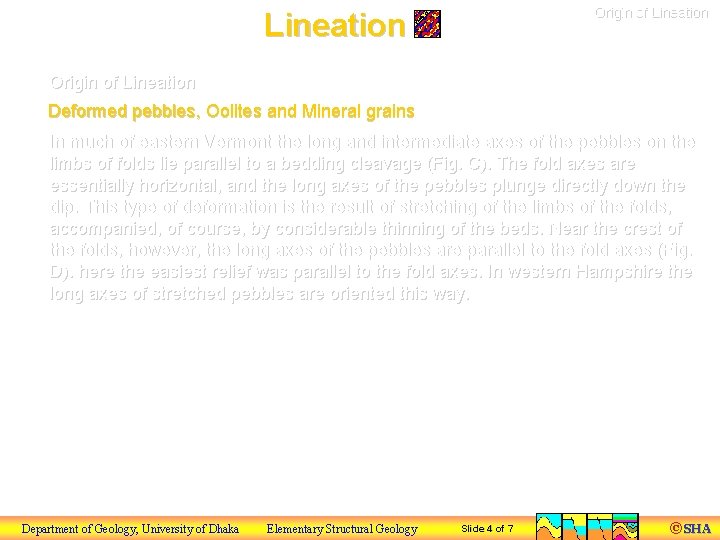 Origin of Lineation Deformed pebbles, Oolites and Mineral grains In much of eastern Vermont