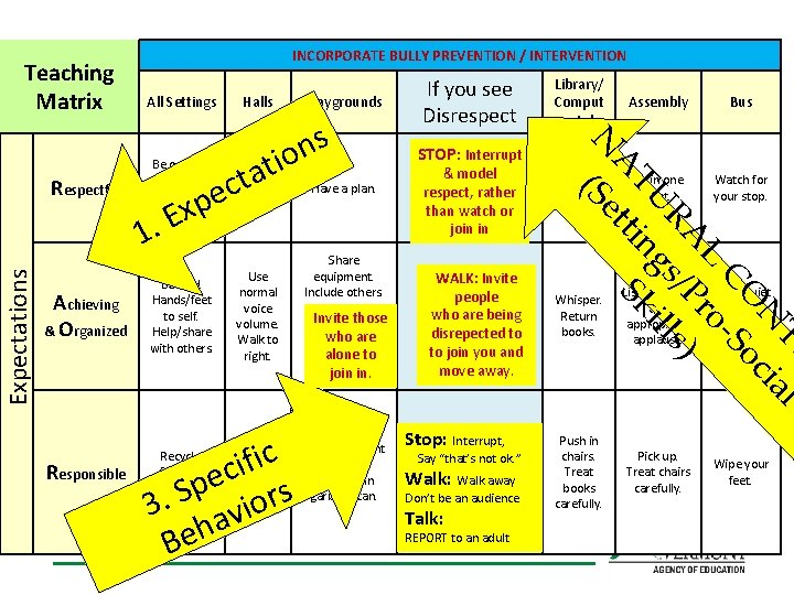 Teaching Matrix All Settings Responsible Expectations Playgrounds s n io t a t c