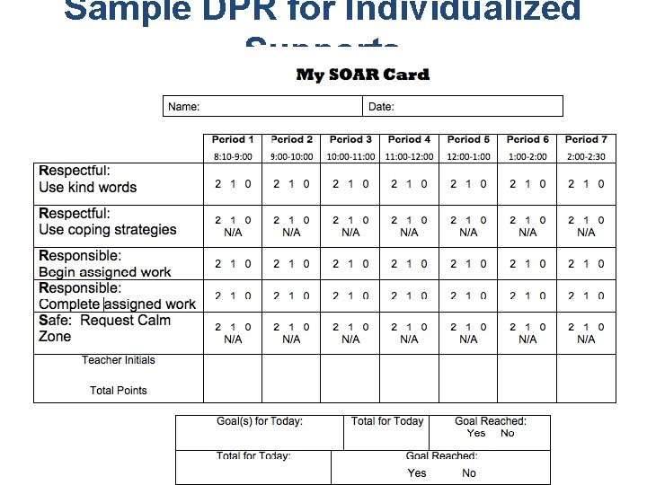 Sample DPR for Individualized Supports 
