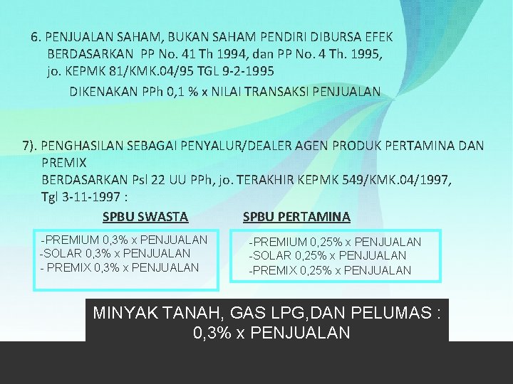 6. PENJUALAN SAHAM, BUKAN SAHAM PENDIRI DIBURSA EFEK BERDASARKAN PP No. 41 Th 1994,