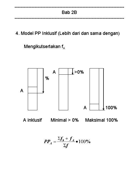 -----------------------------------Bab 2 B -----------------------------------4. Model PP Inklusif (Lebih dari dan sama dengan) Mengikutsertakan f.