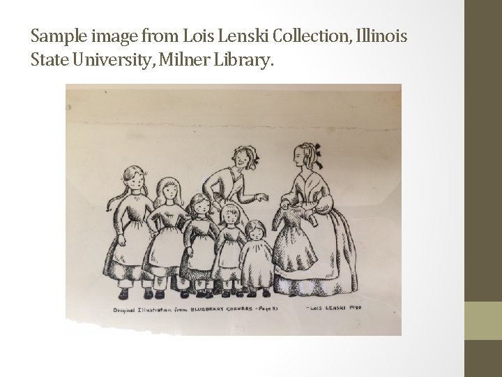 Sample image from Lois Lenski Collection, Illinois State University, Milner Library. 