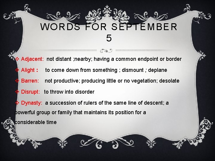 LITERATURE Vocabulary ASSIGNMENTS WEEK ONE WE WILL FOCUS