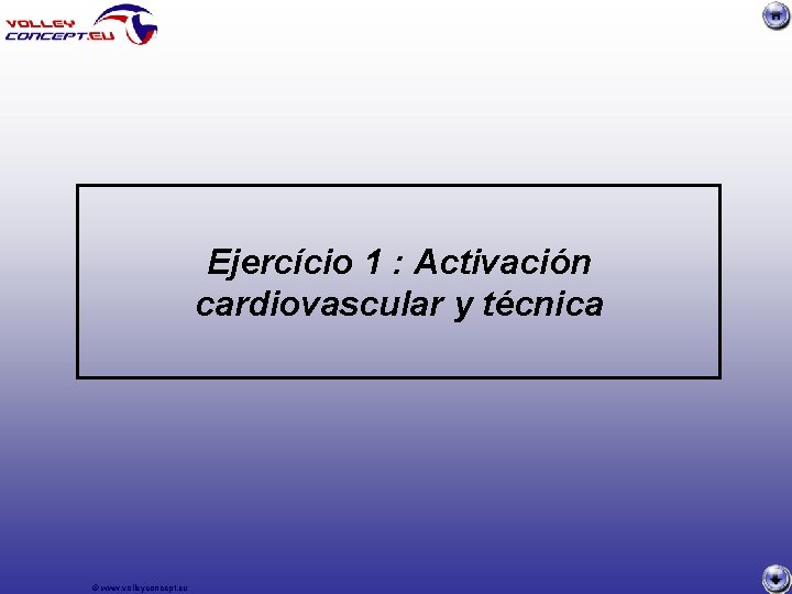 Ejercício 1 : Activación cardiovascular y técnica © www. volleyconcept. eu 