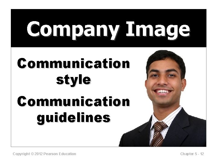 Company Image Communication style Communication guidelines Copyright © 2012 Pearson Education Chapter 5 -