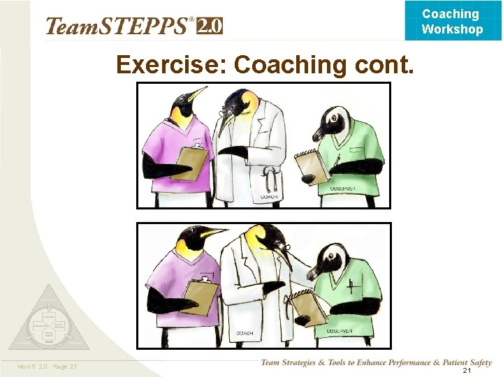 Coaching Workshop Exercise: Coaching cont. Mod 9 2. 0 Page 21 TEAMSTEPPS 05. 2