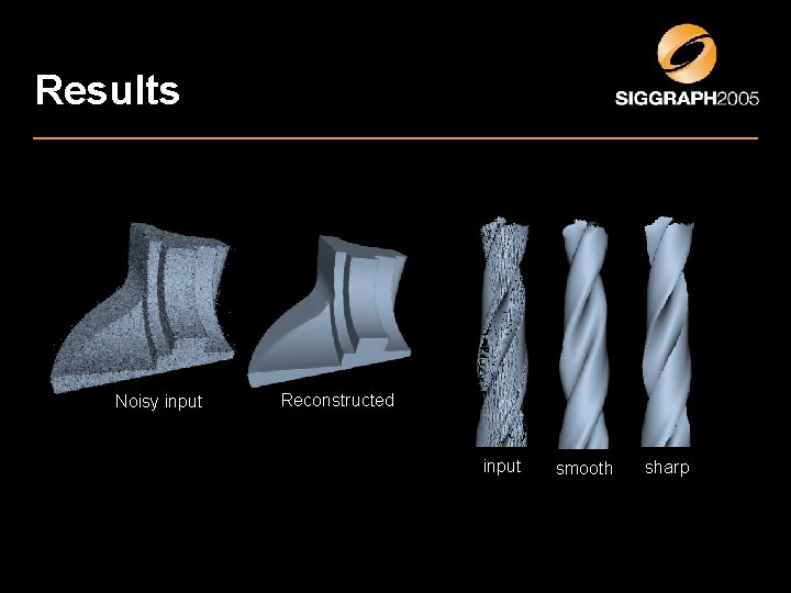 Results Noisy input Reconstructed input smooth sharp 
