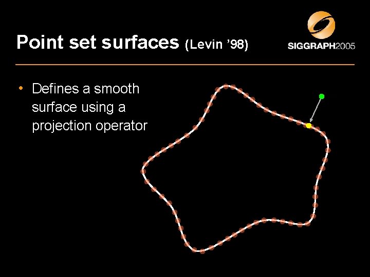 Point set surfaces (Levin ’ 98) • Defines a smooth surface using a projection