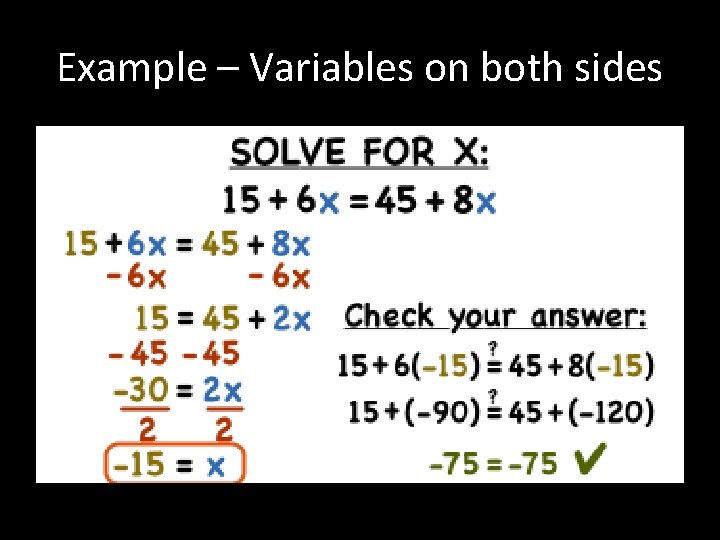 Example – Variables on both sides 