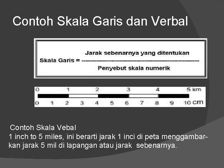 Contoh Skala Garis dan Verbal Contoh Skala Vebal 1 inch to 5 miles, ini