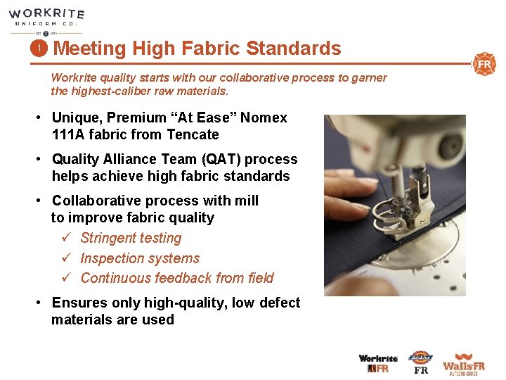 1 Meeting High Fabric Standards Workrite quality starts with our collaborative process to garner