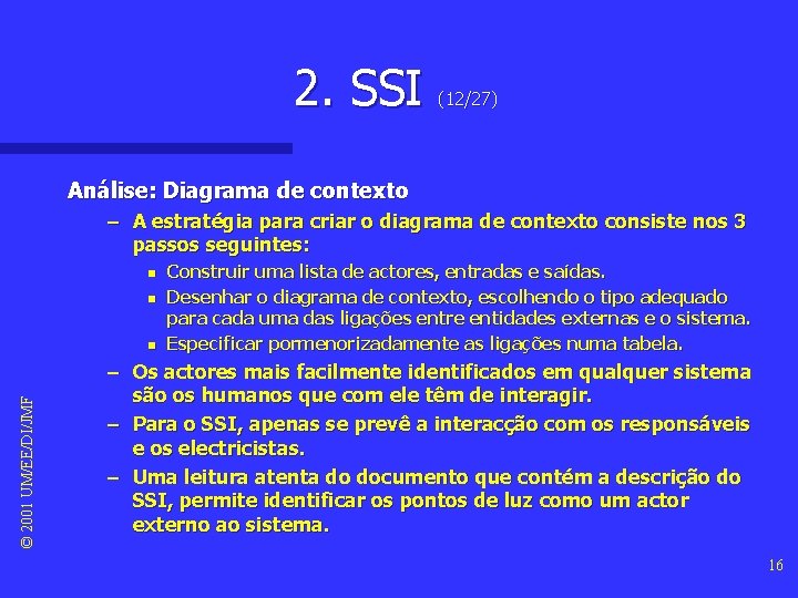 2. SSI (12/27) Análise: Diagrama de contexto – A estratégia para criar o diagrama