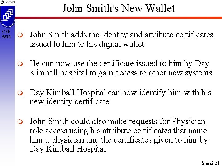 John Smith's New Wallet CSE 5810 John Smith adds the identity and attribute certificates