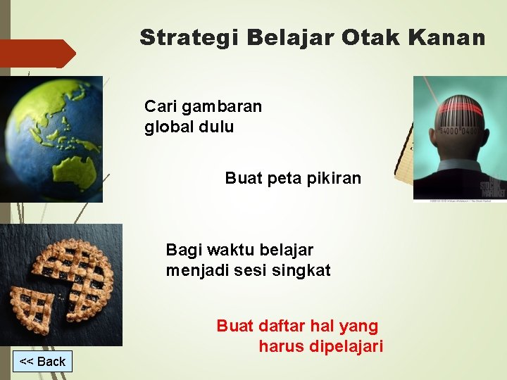 Strategi Belajar Otak Kanan Cari gambaran global dulu Buat peta pikiran Bagi waktu belajar