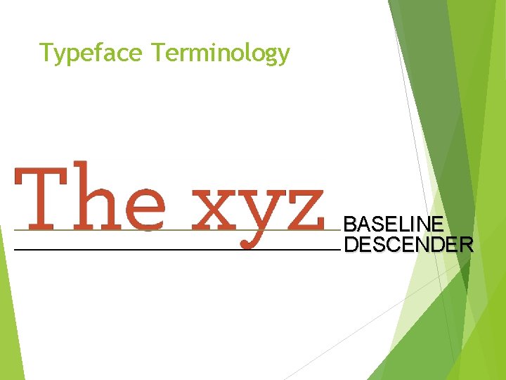 Typeface Terminology BASELINE DESCENDER 