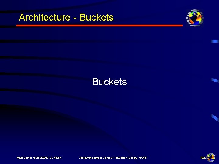 Architecture - Buckets Masi-Carver UCDL 82002 LA Hilton Alexandria digital Library – Davidson Library,