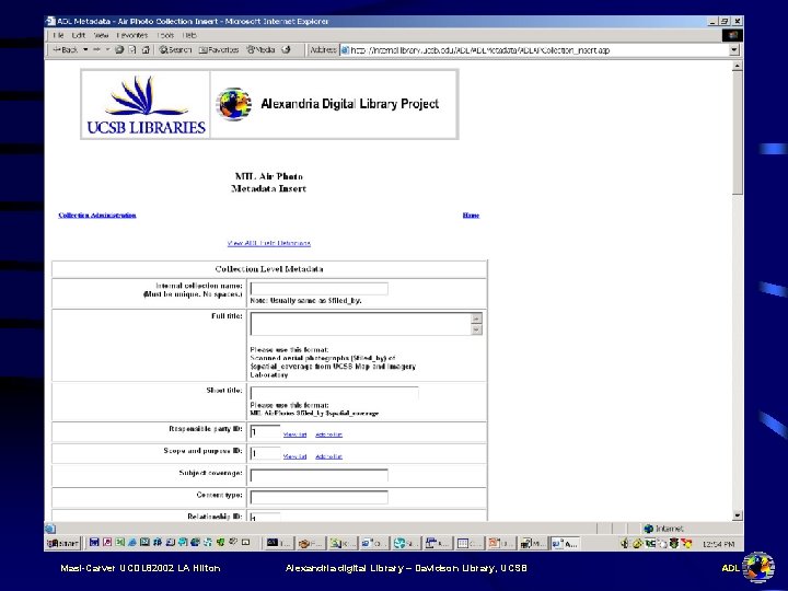 Masi-Carver UCDL 82002 LA Hilton Alexandria digital Library – Davidson Library, UCSB ADL 