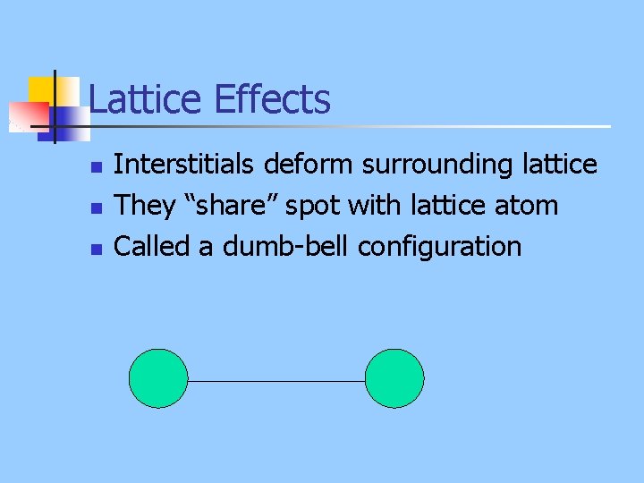 Lattice Effects n n n Interstitials deform surrounding lattice They “share” spot with lattice