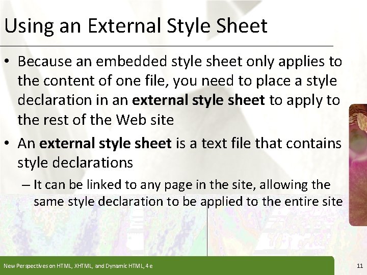 Using an External Style Sheet XP • Because an embedded style sheet only applies Using an External Style Sheet XP • Because an embedded style sheet only applies