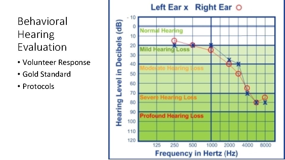Behavioral Hearing Evaluation • Volunteer Response • Gold Standard • Protocols 