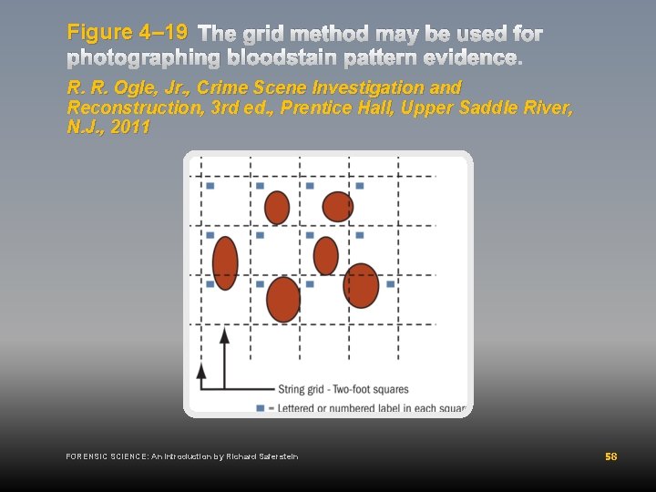 Figure 4– 19 The grid method may be used for photographing bloodstain pattern evidence.