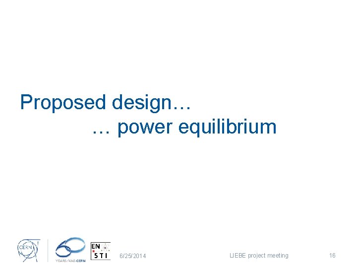 Proposed design… … power equilibrium 6/25/2014 LIEBE project meeting 16 