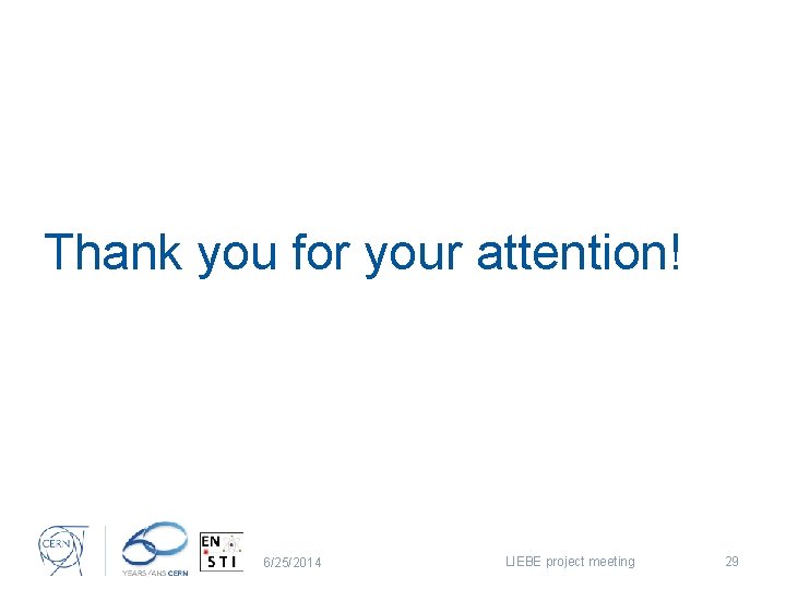 Thank you for your attention! 6/25/2014 LIEBE project meeting 29 