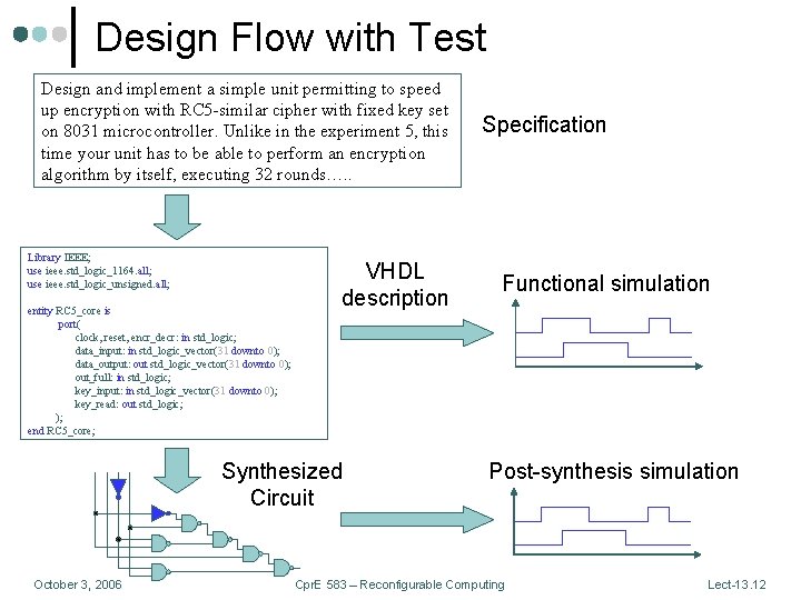Design Flow with Test Design and implement a simple unit permitting to speed up