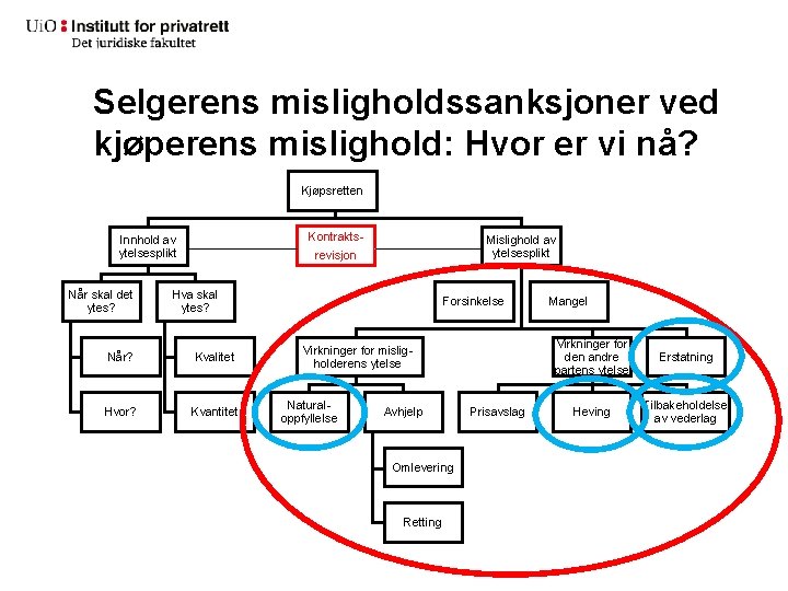 Selgerens misligholdssanksjoner ved kjøperens mislighold: Hvor er vi nå? Kjøpsretten Kontrakts- Innhold av ytelsesplikt