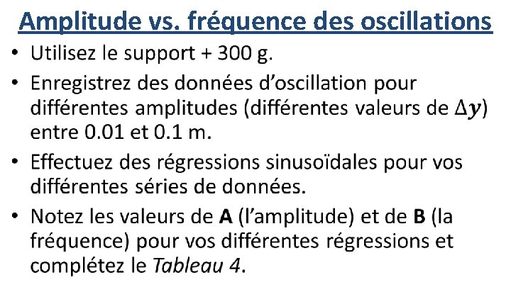 Amplitude vs. fréquence des oscillations • 