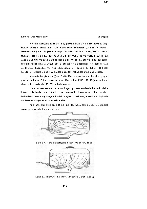 146 Bitki Koruma Makinaları A. Bayat Hidrolik karıştırıcıda (Şekil 5. 5) pompalanan sıvının bir