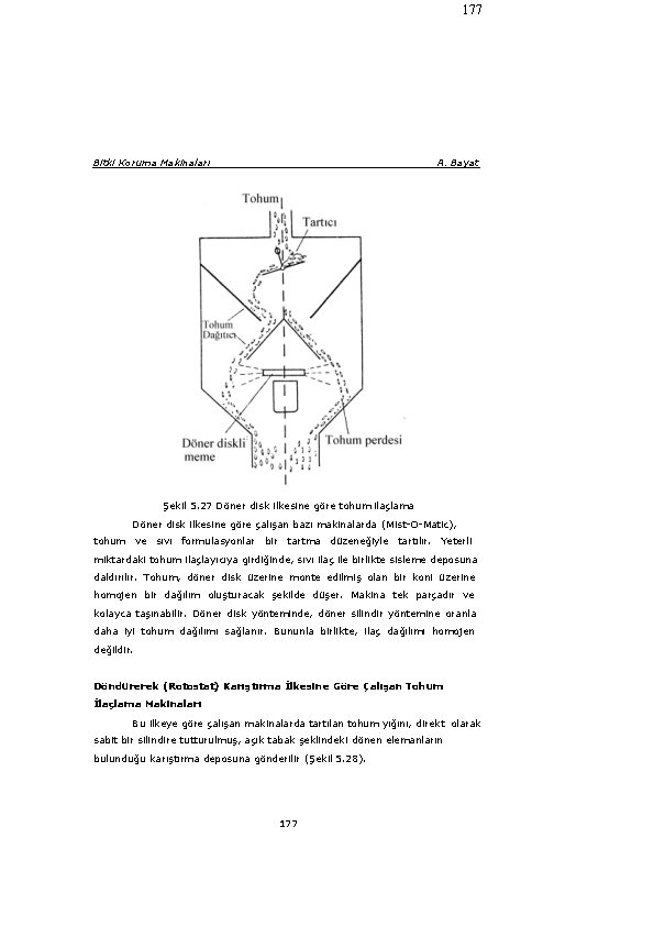 177 Bitki Koruma Makinaları A. Bayat Şekil 5. 27 Döner disk ilkesine göre tohum