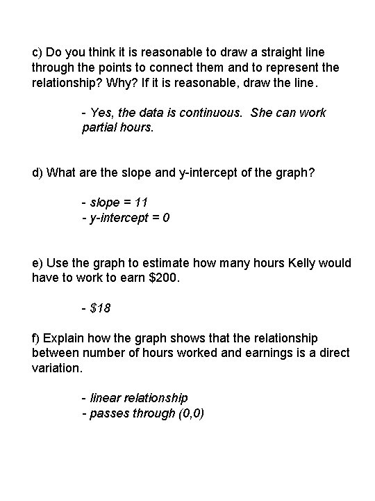 c) Do you think it is reasonable to draw a straight line through the
