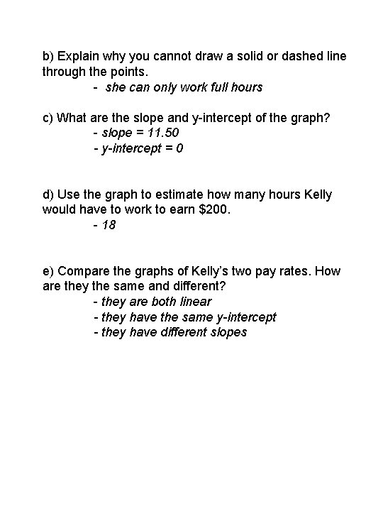 b) Explain why you cannot draw a solid or dashed line through the points.