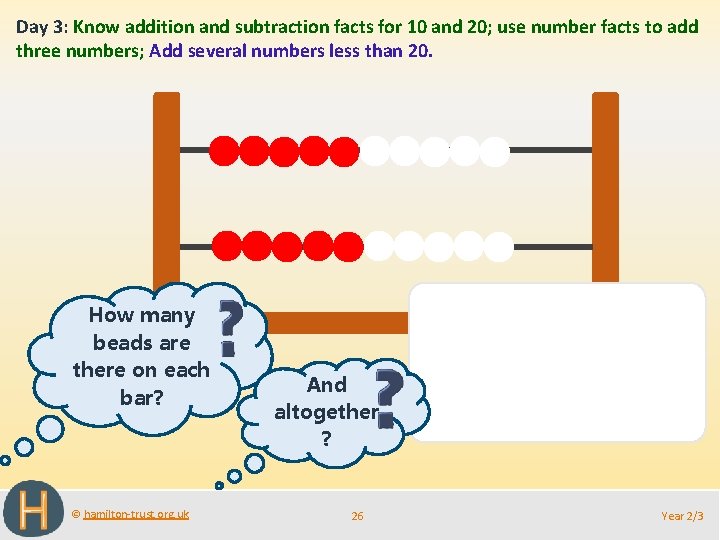 Day 3: Know addition and subtraction facts for 10 and 20; use number facts