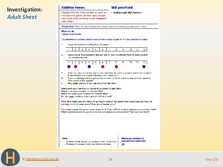 Investigation: Adult Sheet © hamilton-trust. org. uk 34 Year 2/3 