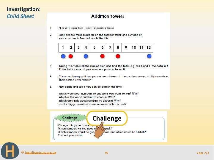 Investigation: Child Sheet Challenge © hamilton-trust. org. uk 35 Year 2/3 