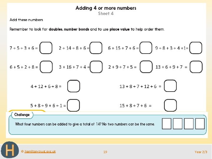 Challenge © hamilton-trust. org. uk 19 Year 2/3 