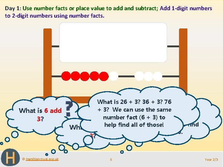 Day 1: Use number facts or place value to add and subtract; Add 1