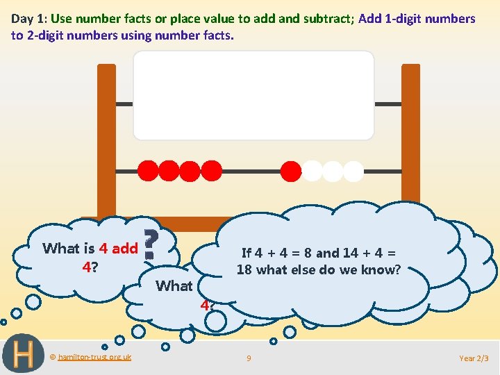 Day 1: Use number facts or place value to add and subtract; Add 1