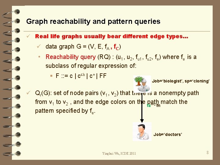 Graph reachability and pattern queries ü Real life graphs usually bear different edge types…